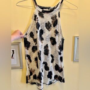 Bibi Crocheted Leopard Print Halter Size Large